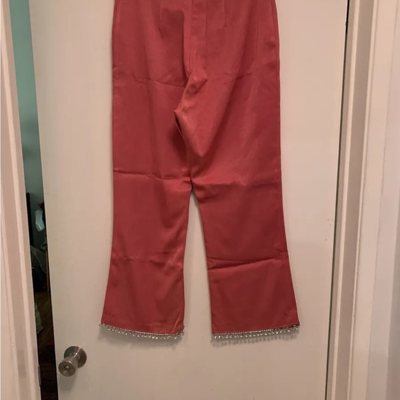 Vintage Trina Turk Pink Pants w/ Rhinestones - size 6 - Picture 2 of 5